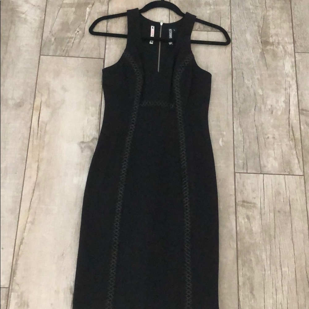 LBD with leather detailed embroidered.